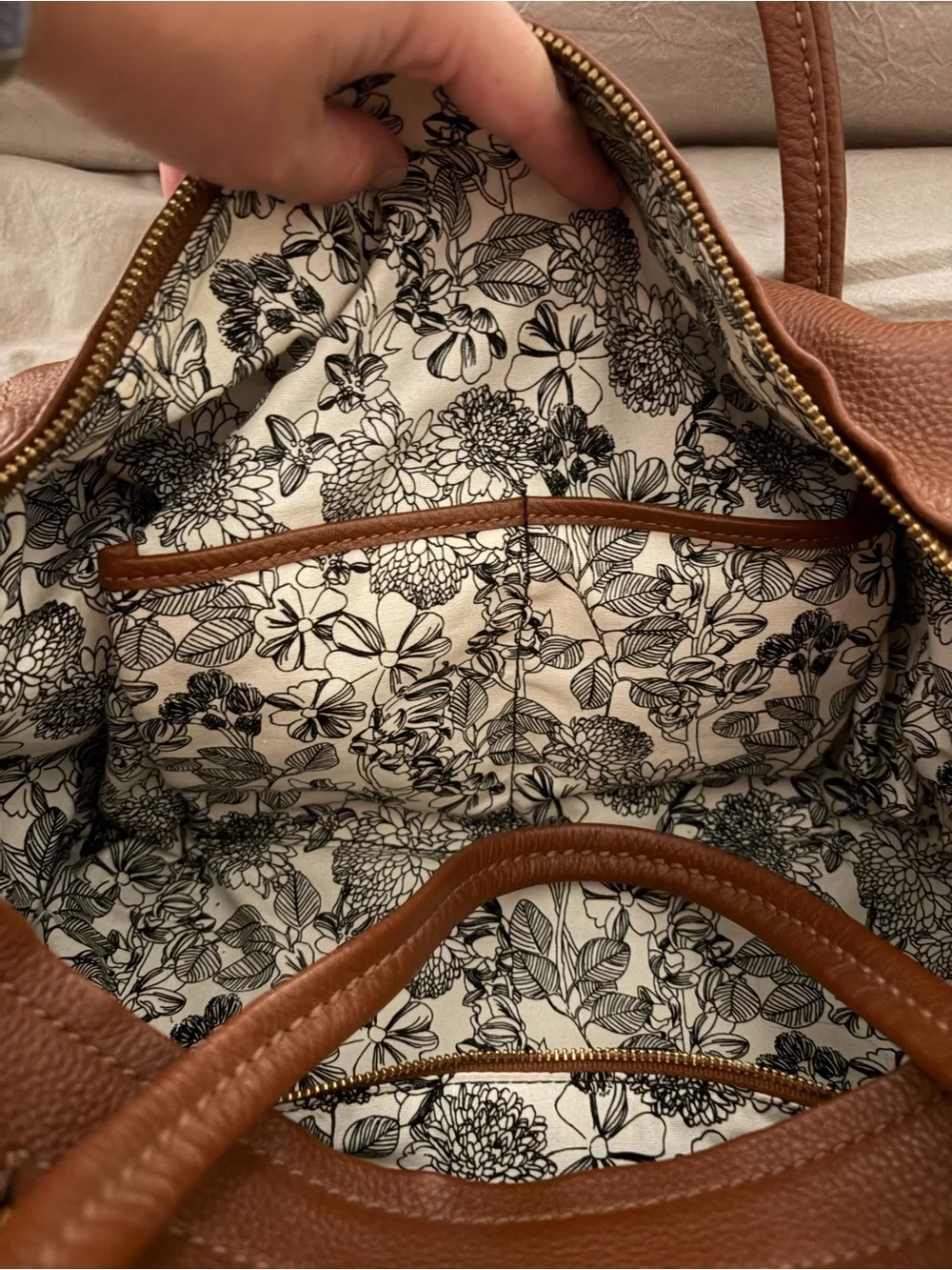 Vera Bradley Brown Pebbled Satchel with Gold Hardware